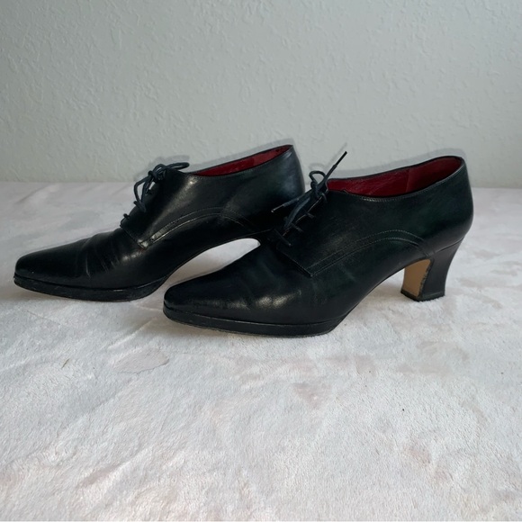 Bally Black Leather Women’s heeled Oxford Pumps Italy eu 39 Heels lace up - Picture 3 of 9